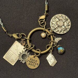 Vintage Lenny & Eva Choker Style Braided Necklace Blue with charms